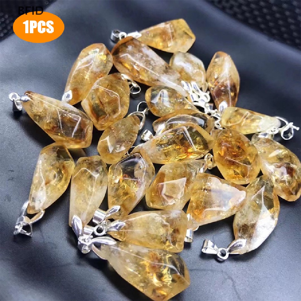 [BFID] Natural Brazil Citrine Charm Pendant Healing Crystals Enegry Stone DIY Perhiasan [ID]