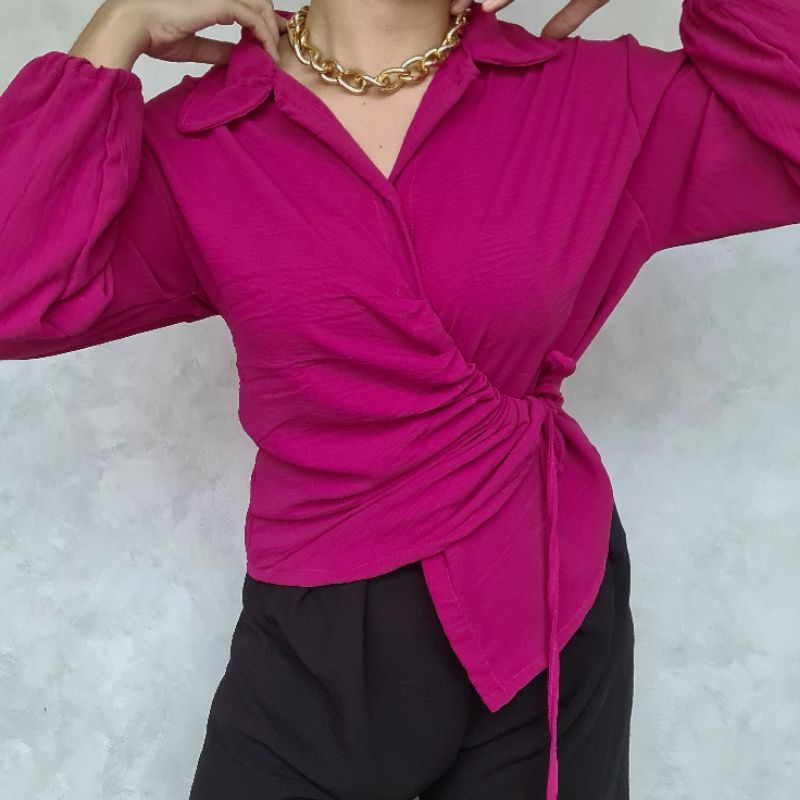 BLOUSE KEMEJA SERUT DEPAN /BLOUSE KEKINIAN