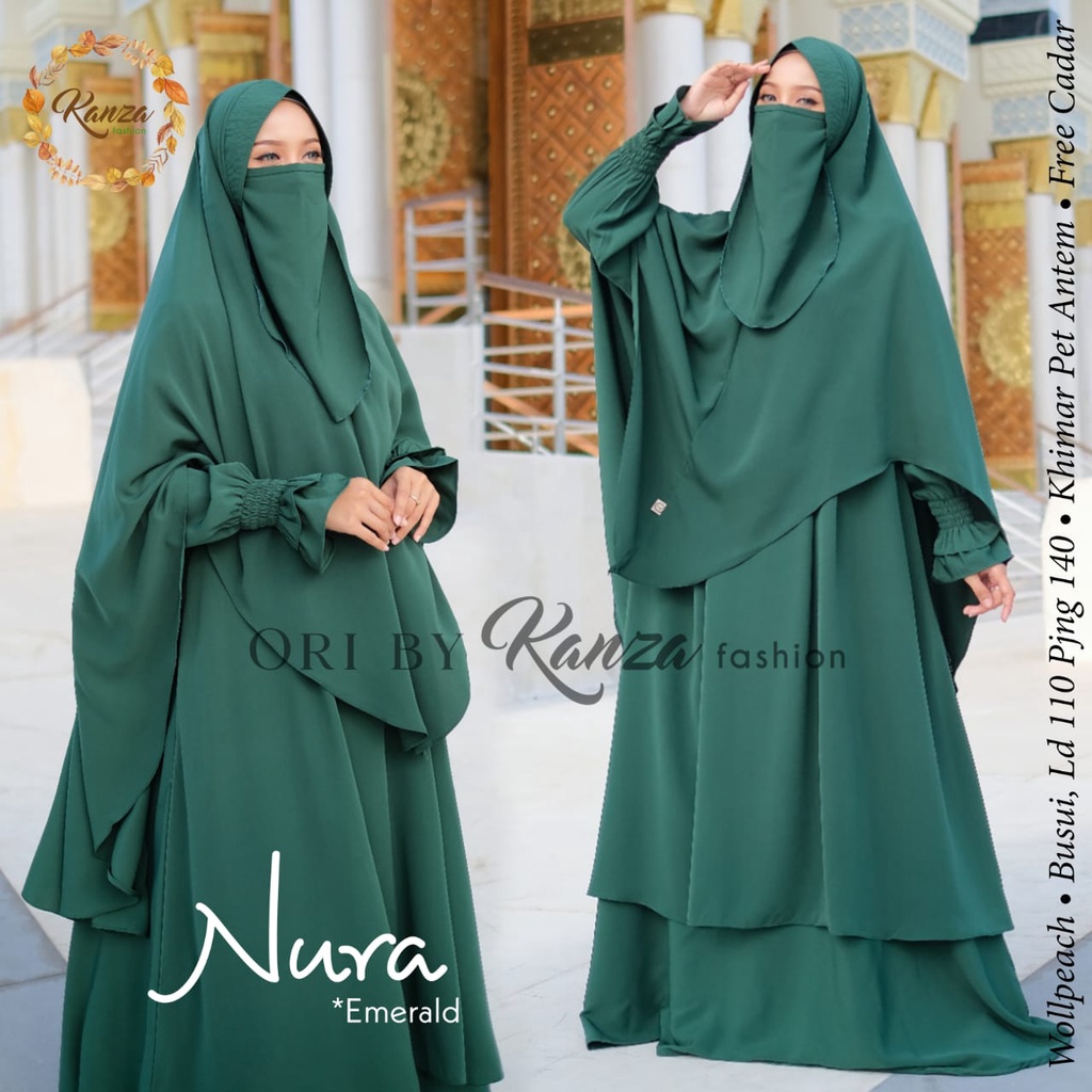 Nura Gamis Syari Muslim Khimar Pet Anthem Original Produk By Kanza Fashion