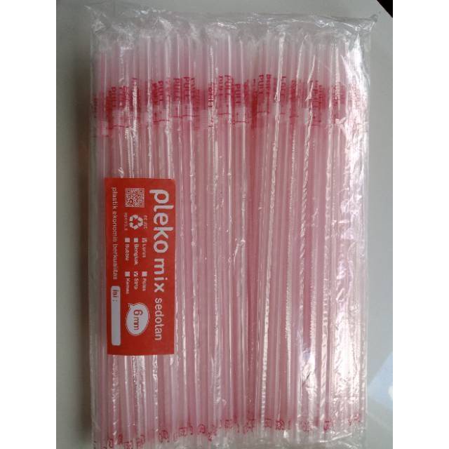 Sedotan Steril Individual Wrap 6mm bengkok kemasan pink 250pc