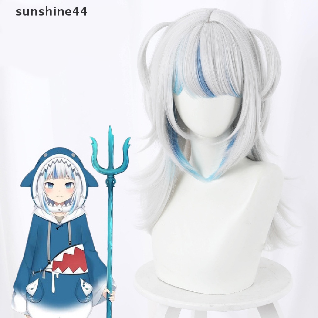 Sunshine Anime Hololive Gawr Gura Cosplay Wig Tahan Panas Wig Sintetis Halloween Cosplay Party Decor Dewasa Props.