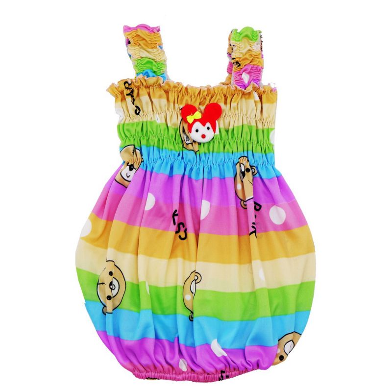 DASTER ANAK PEREMPUAN CANDY BEAR RAINBOW MOTIF SALUR PELANGI WARNA WARNI