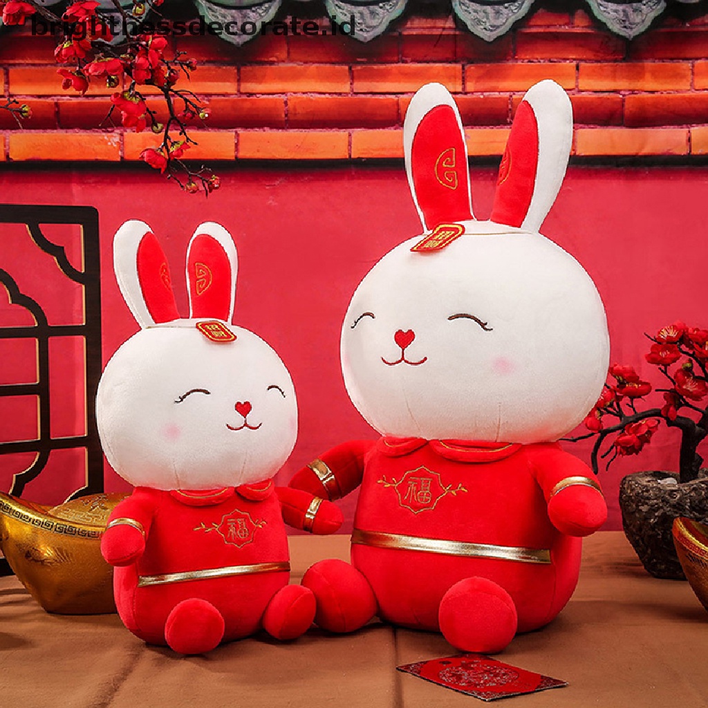 [Birth] 2023tahun Baru Lucu Gaya Cina Kelinci Mainan Mewah Boneka Boneka Kelinci Keberuntungan Lembut [ID]