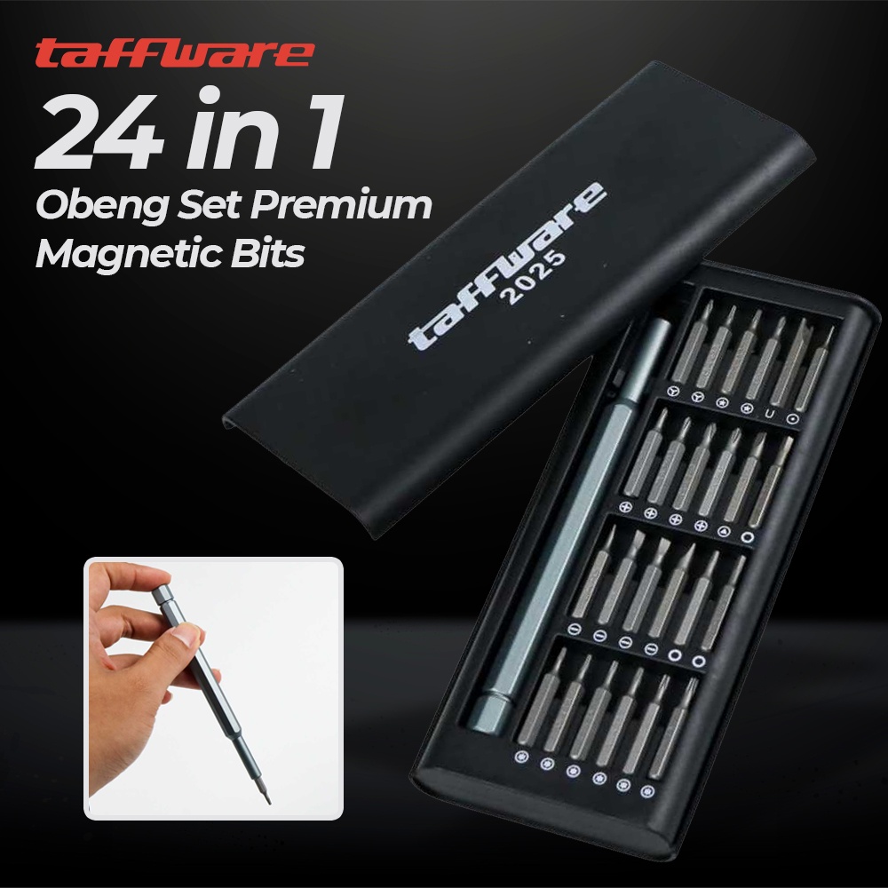 Taffware Obeng Set Premium Magnetic Bits 24 in 1 - 2025 - Black 7ROTC2BK