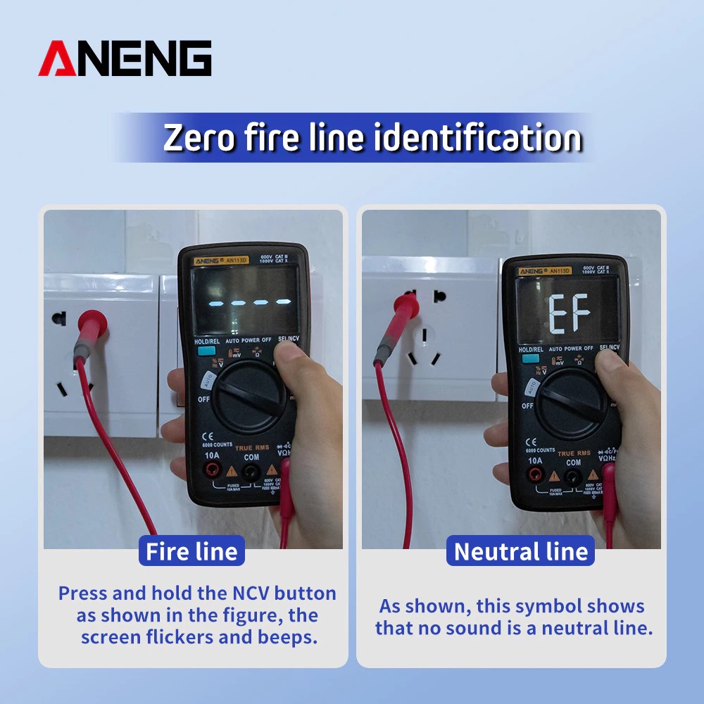 ANENG Digital Multimeter Voltage Tester - AN113D - Black