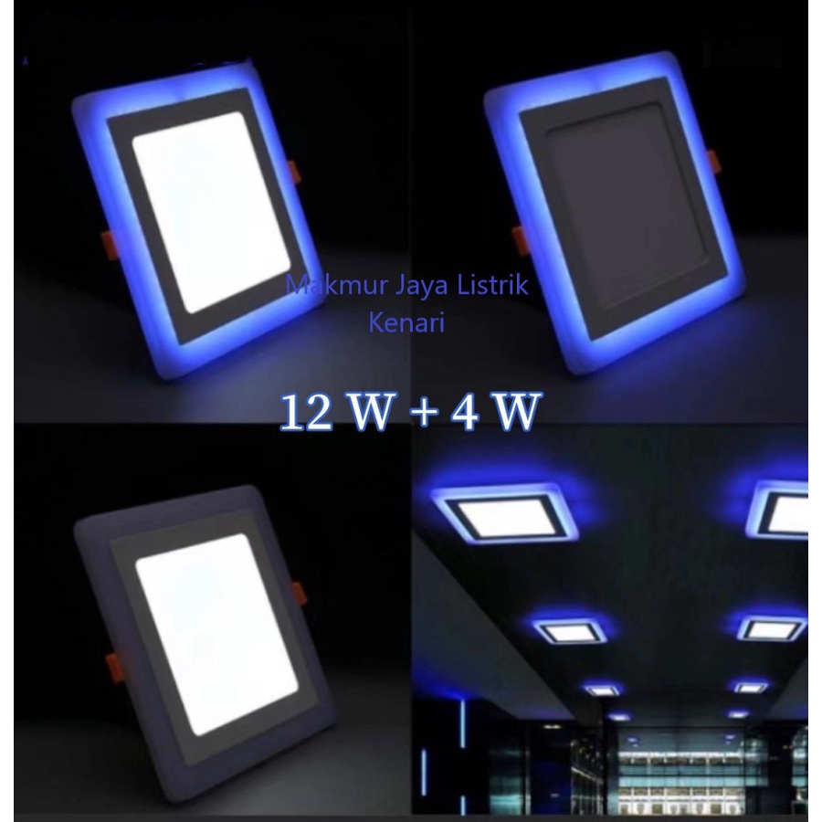 Downlight LED Panel 6 WATT 12 Watt INBOW KOTAK BULAT 2 WARNA PUTIH BIRU