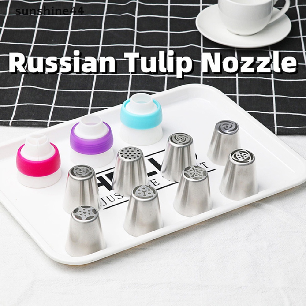 Sunshine 8Pcs/Set Stainless Steel Rusia Nozel Pastry Kue Icing Piping Nozzle Tools.