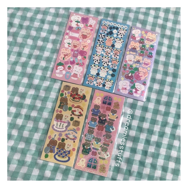 

(Dream 2) cutie rabbit glittery stickers deco sticker cute sticker by dreamiesstuffs