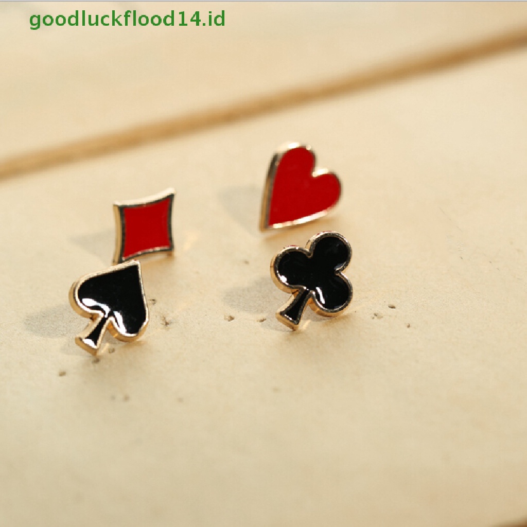 [GOOGFOUR] 4 Pcs Kartun Poker Kerah Pin Pakaian Bros Ransel Kerah Lencana Perhiasan [TOP]