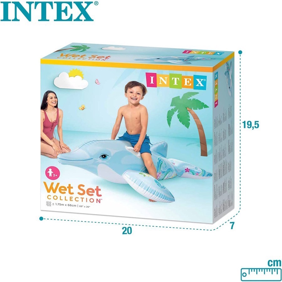 INTEX 58535 Inflatable Lil Dolphin Pool Ride On - 1.75m x 66cm