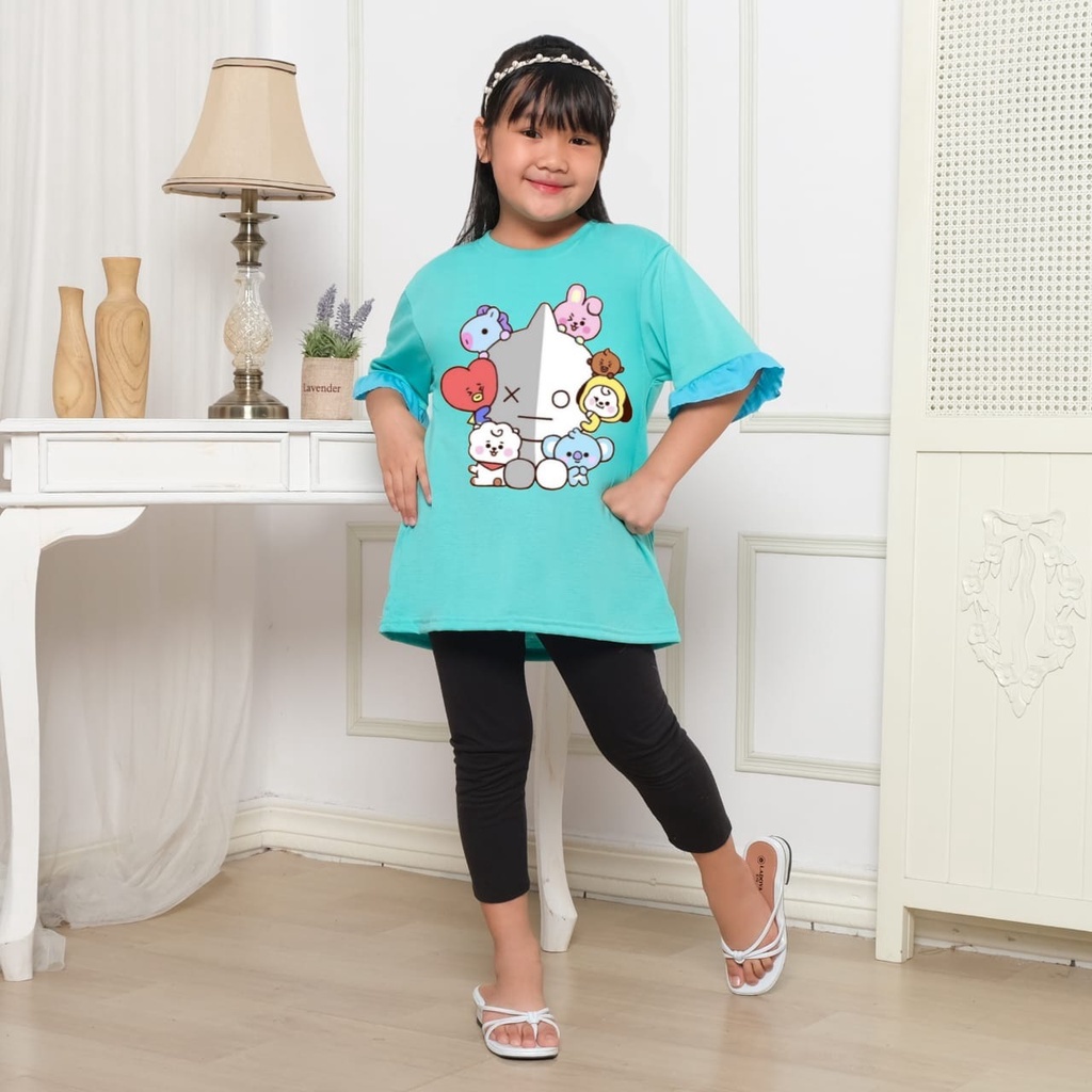 Hzl_outfit Baju Anak Perempuan Naswa Pendek Baby BT21/ Kaos Baju Anak Perempuan Lengan Pendek