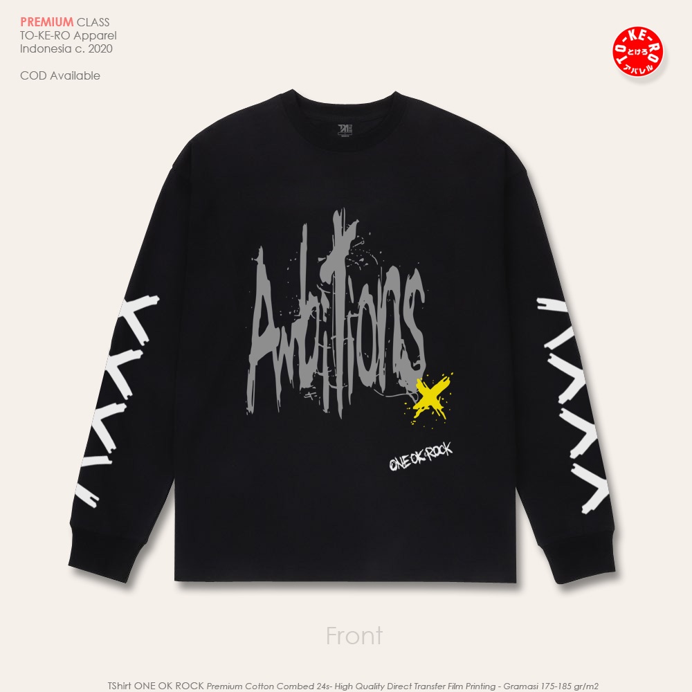 TOKERO Kaos Japan Band ONE OK ROCK Ambition Live Tour 2017 [Black] Long Sleeve