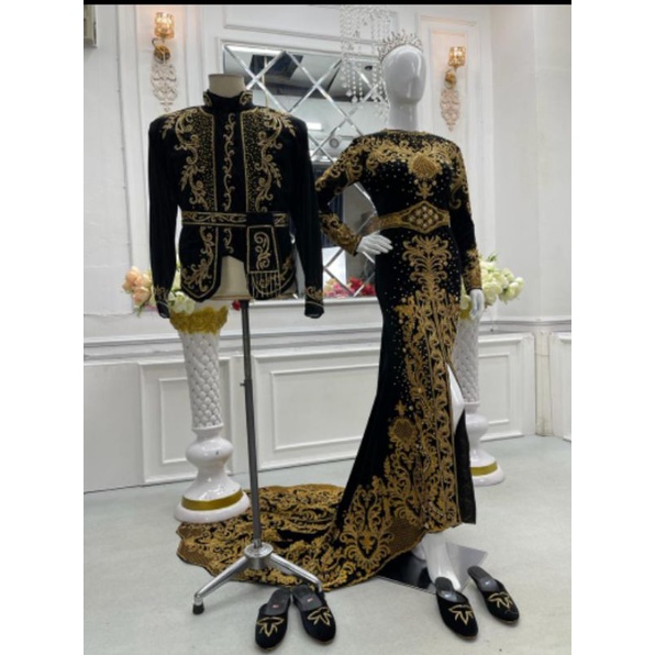 GAUN PENGANTIN COUPLE BELUDRU ADAT JAWA MINANG SOLO//GAUN BELUDRU PREMIUM //BESKAP BELUDRU