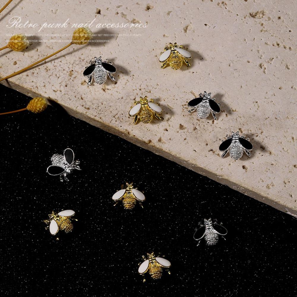 Mxbeauty Punk Dekorasi Kuku Fashion Punk Lebah Serangga Logam Hiasan Kuku 3D Nail Jewelry