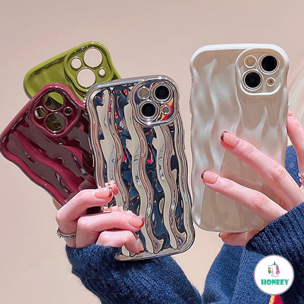 IPHONE Casing Ponsel Pleats Foil Tin Silver Mewah Untuk Iphone14 13 12 11 Pro Max 14 Pro Max 3D Sparkle Shockproof Heavy Duty Protection Lembut TPU Cover