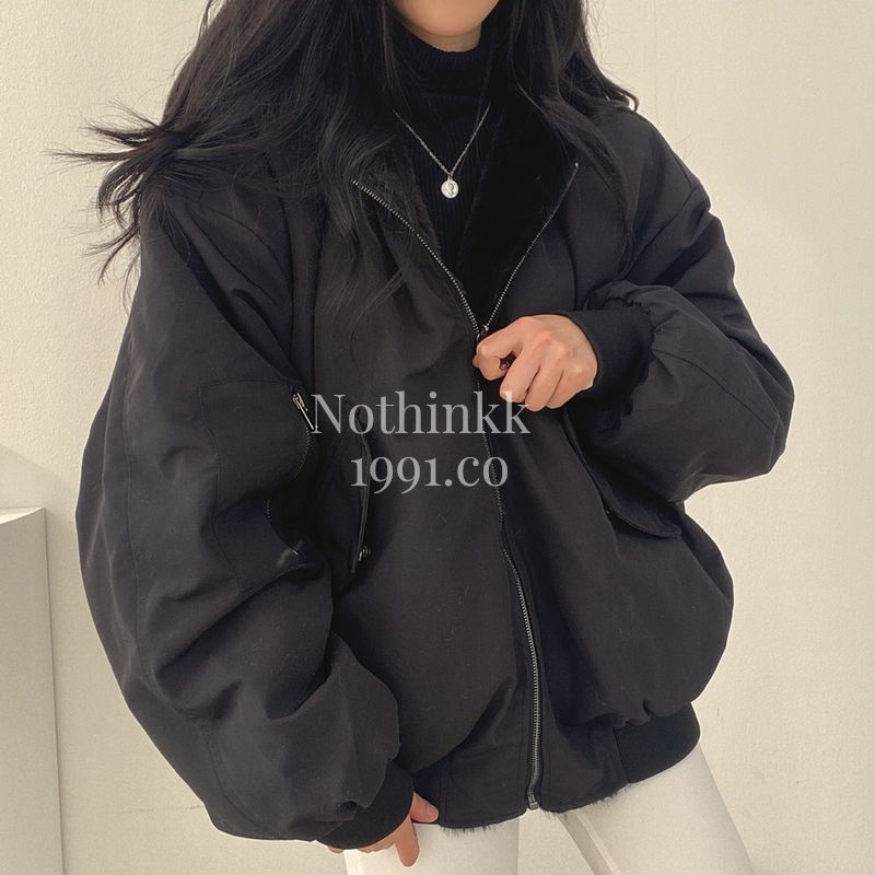 Nothinkk1991 | jaket winter lapis bulu | mantel tebal wanita | jaket bolak balik | sherpa jacket