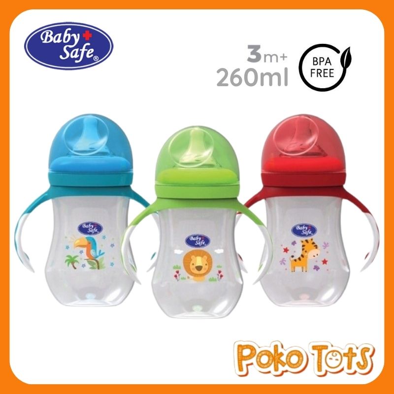 Baby Safe Milk Flow System Bottle Handle 260ml Botol Susu Bayi Wide Neck