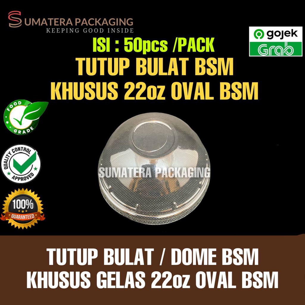 Tutup Gelas Plastik cembung 22oz oval Bsm isi 50pcs tutup bulat cembung dome