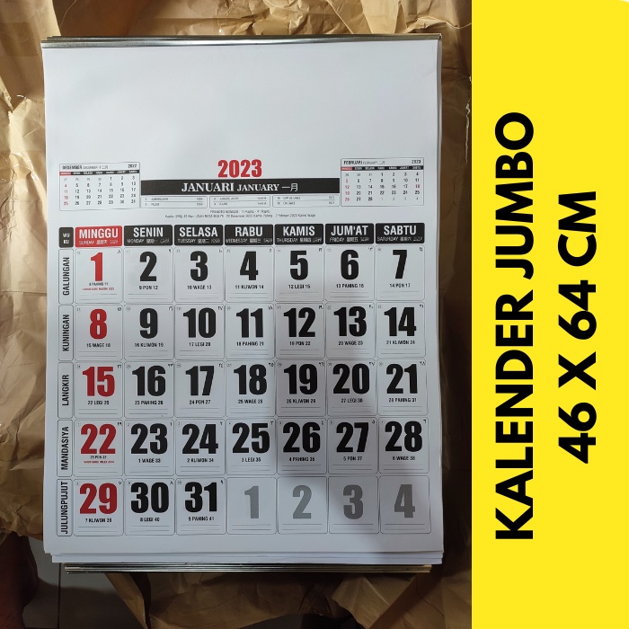 Promo Kalender Dinding Besar 2024 Ukuran 46 x 64 cm