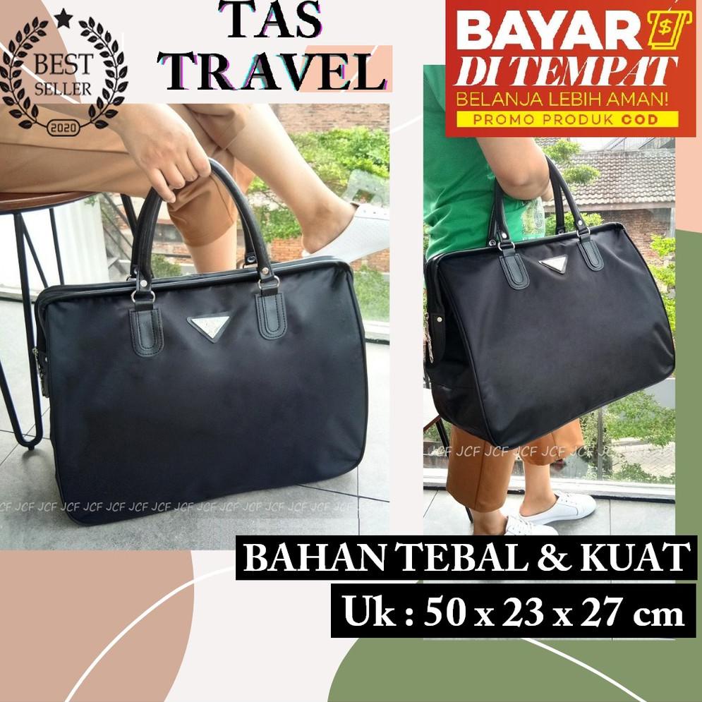 [B8VQN9846] Tas Travel Jinjing Jumbo Pakaian Mudik Untuk Wanita Pria Import Prado Hitam