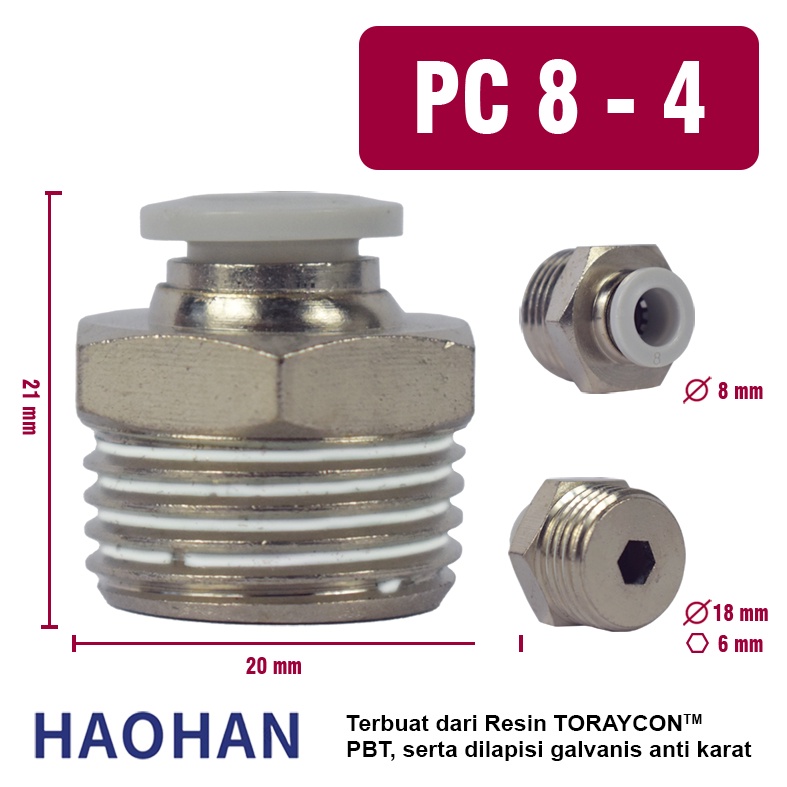 PC Pneumatic Fitting Slip Lock Quikc Air Water Connector Male Straight Thread