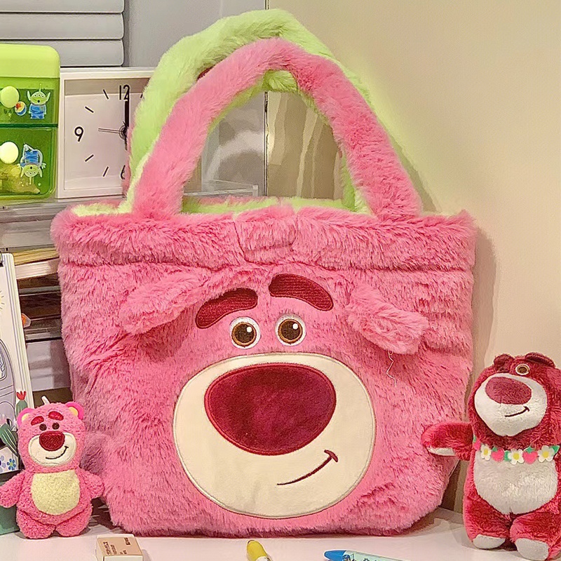 Lotso Disney Handbag Bulu Plush 2in1 Karakter Tas Dua Sisi Boneka Beruang Lucu Wanita Korean Style By Chikoisme