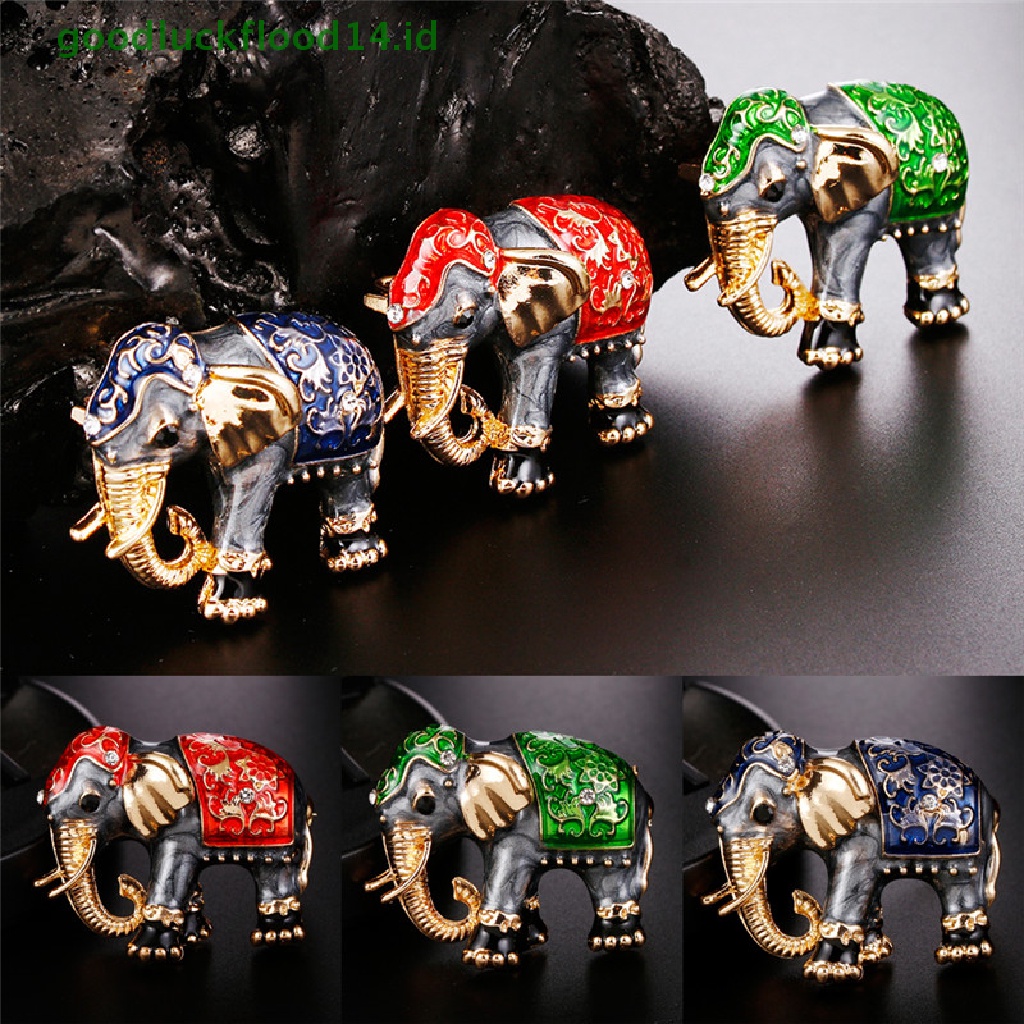 [GOOGFOUR] Hewan Enamel Kristal Gajah Bros Pin Wanita Kostum Buket Pin Perhiasan [TOP]