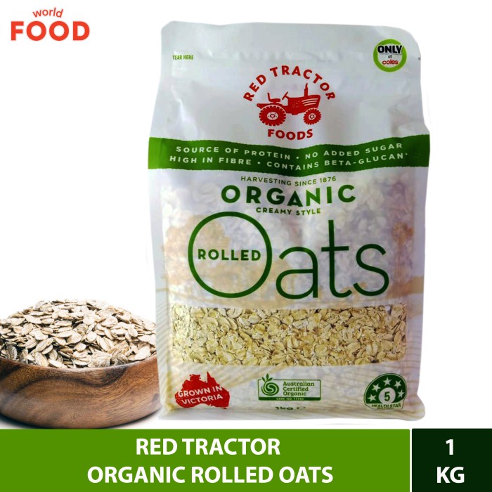 

[BISA COD] RED TRACTOR ORGANIC ROLLED OATS 1KG