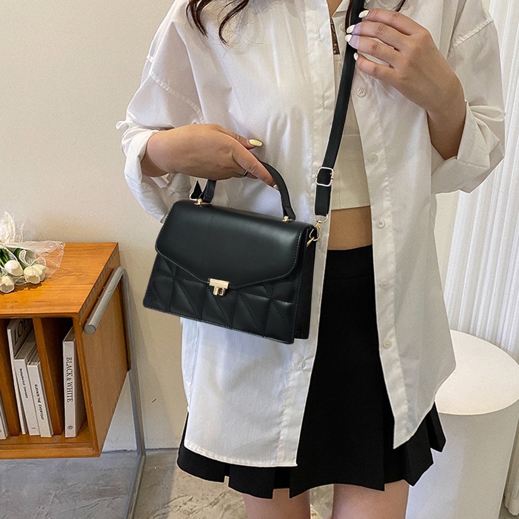 Tas pesta wanita selempang slingbag cewek handbag polos shoulder bag kulit sintetis tali panjang