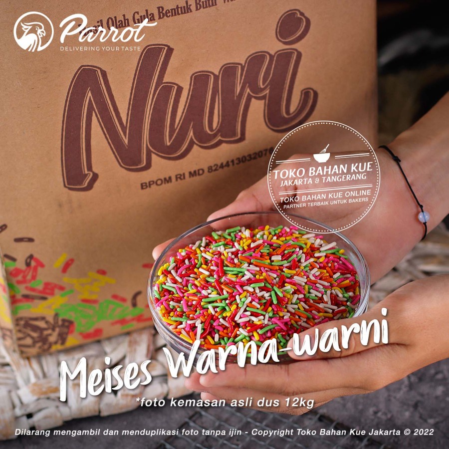 

Parrot - Meises NURI RAINBOW 250gr Meses Mix Warna-Warni Chocolate Sprinkle Mesis Premium