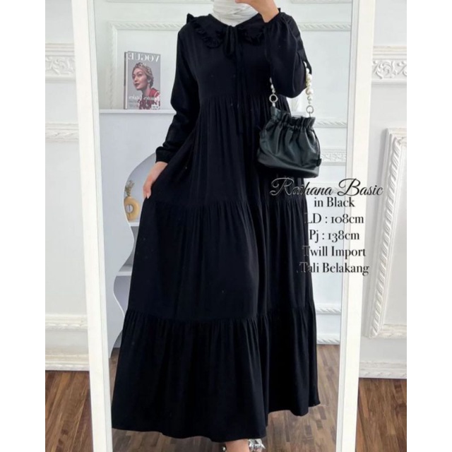 MIDI DRES BAHAN RAYON SUPER TEBAL/GAMIS DREES WANITA