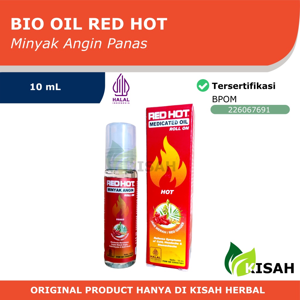 (PAKET JUALAN GROSIR) RED HOT Minyak Angin Extra Panas 10 mL - Meredakan Flu, Masuk Angin dan Mual Perjalanan dan Nyeri Otot