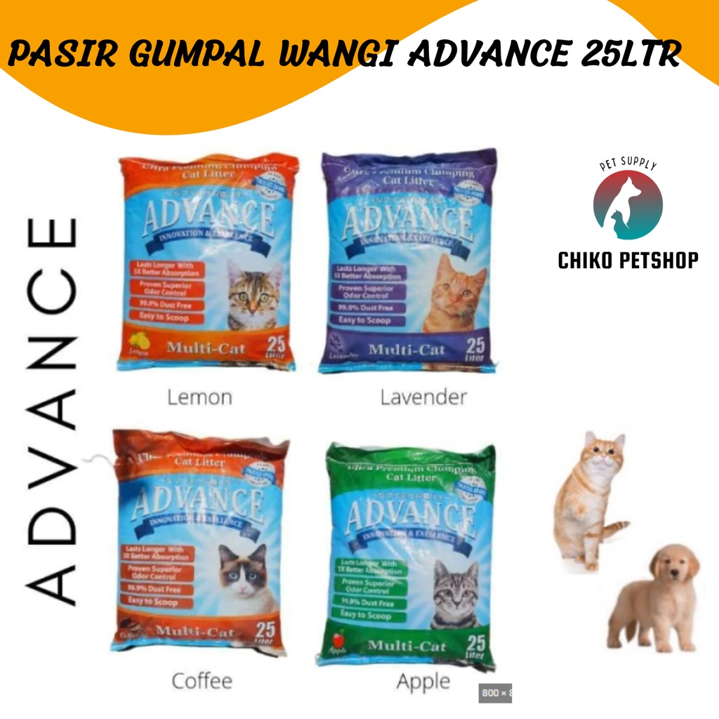 Pasir Advance 25 Liter Pasir Import untuk Hewan Kucing Gumpal &amp; Wangi / Cat Litter Bentonite