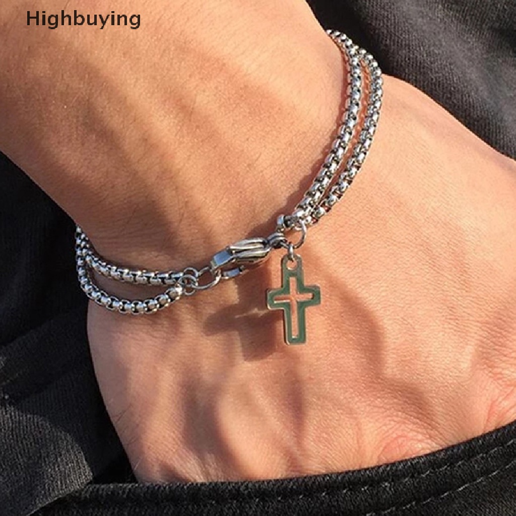 Hbid Rantai Double Layer Salib Yesus Pria Gelang Anti Karat Pria Fashion Bracelet Glory