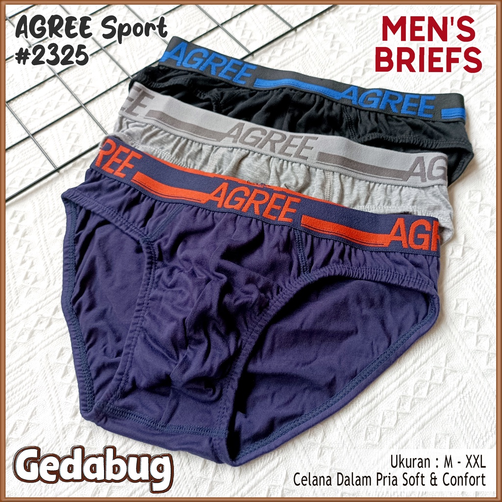 [ 3pc ] CD Pria AGREE 2325 | Celana dalam Pria Sport segitiga Karet Boxer Men's Brief | GEDABUG