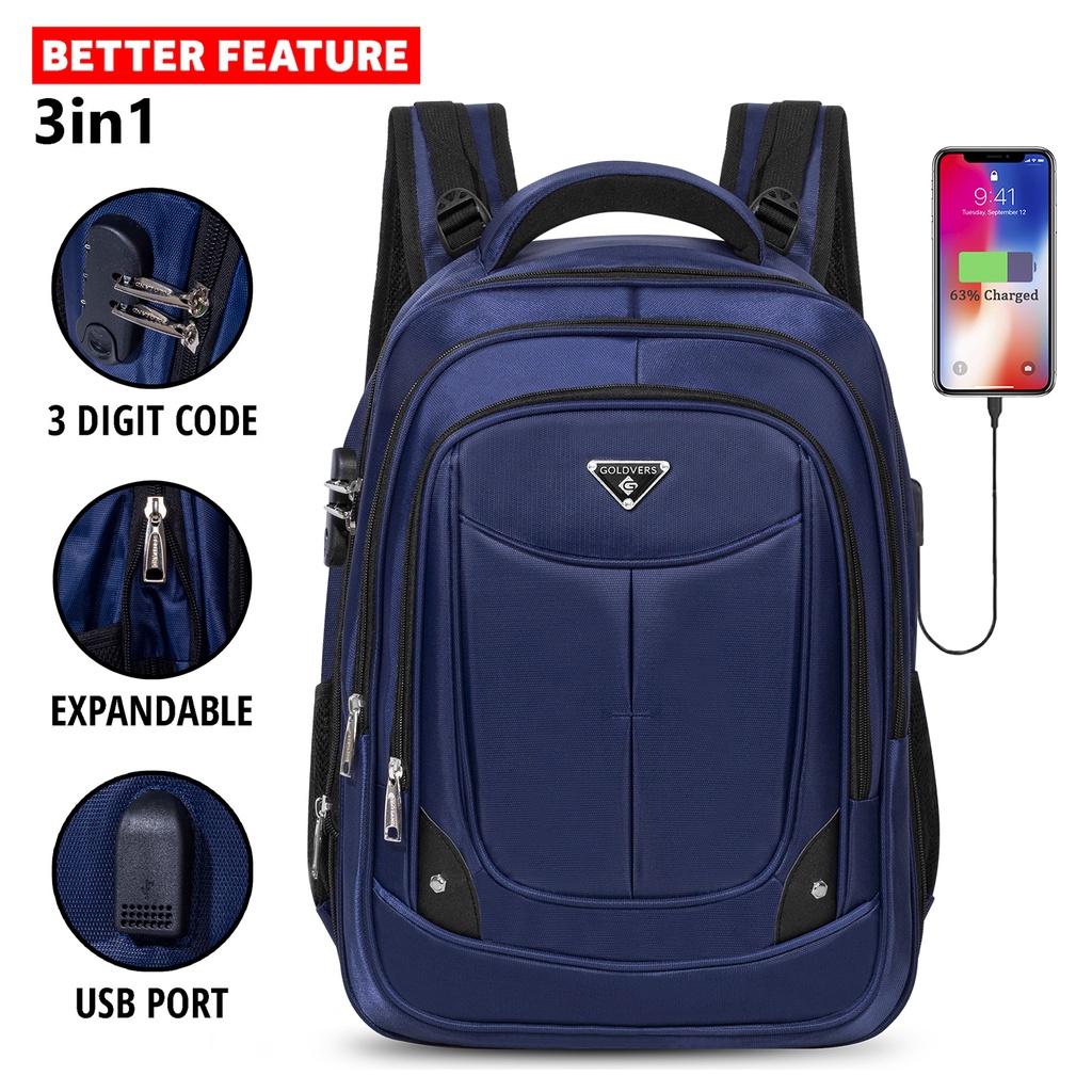 POLO GIVES - Tas Ransel Kerja Pria POLO Original Import 18inch FREE USB C + RAINCOVER - Distributor Tas