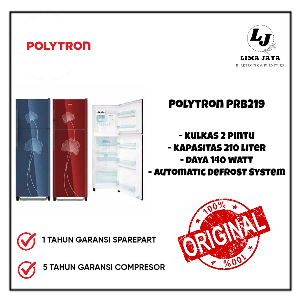 Kulkas 2 Pintu POLYTRON PRB219 210 Liter / PRB 239 Kulkas Polytron Dua Pintu