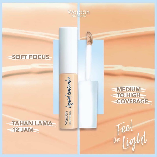 WARDAH Lightening Liquid Concealer Indonesia / 7g Smooth Finish Medium To High Coverage 12 Hours / Cerah Tahan Lama Non Comedogenic Formula Shade Light Beige Natural / Cosmetic Makeup Face Make Up / Compact Loose Powder Foundation BB Cream Bedak / Series