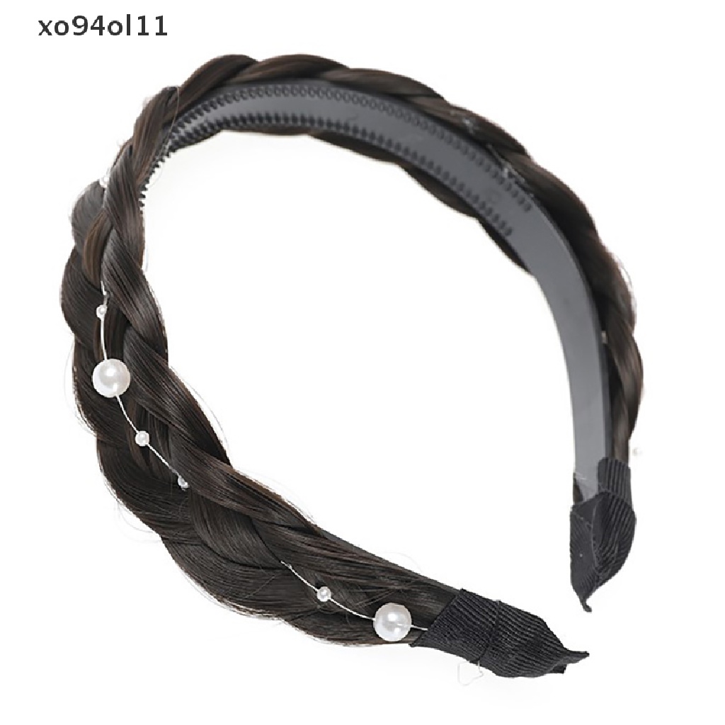 Xo Melebar Tulang Ikan Kepang Bando Mutiara Wig Twist Handmade Retro Head Hoop Headwear Styling Rambut Malas Aksesoris Rambut Untuk Wanita OL