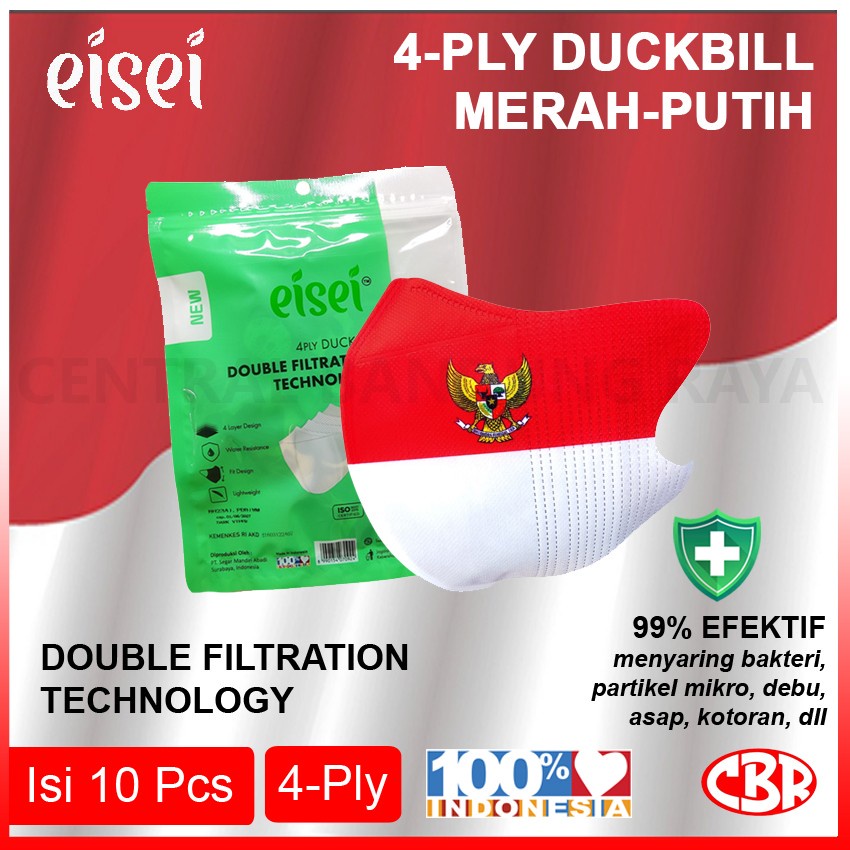 EISEI Masker Medis Duckbill 4-Ply | Bendera Merah Putih Series