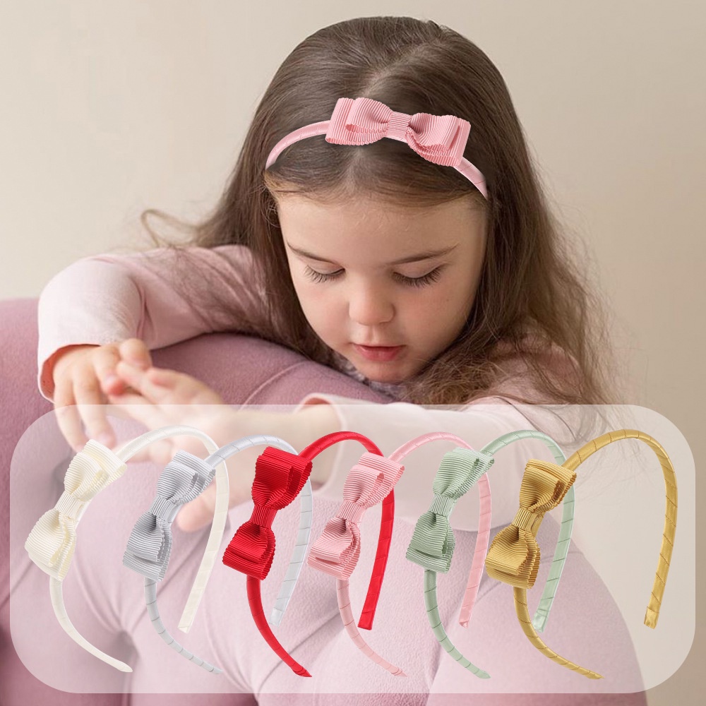 CUTE BOW GIRL HEADBAND SOFT PASTEL COLOR BANDO ANAK PEREMPUAN CEWEK BENDO PITA RIBBON WARNA SOLID POLOS KOREA KOREAN STYLE TODDLERS BABY BAYI