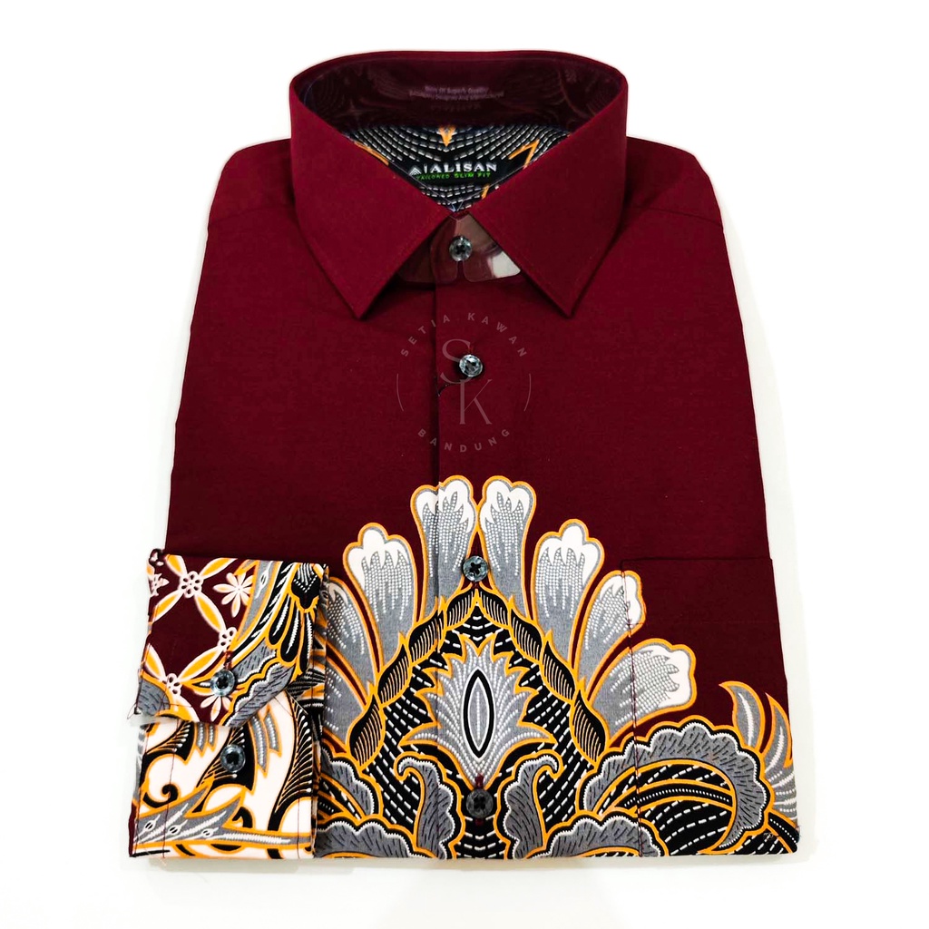 Kemeja ALISAN Corak Batik Print SLIM Fit Lengan Panjang ( Seri 00316 )