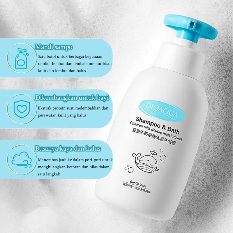 Sabun mandi bayi Sabun mandi cair Sabun pemutih badan Sampo anti ketombe Sampo bayi Anti-dandruff shampoo 500ml Botol untuk penggunaan ganda, bisa keramas dan mandi dan tidak menyebabkan iritasi