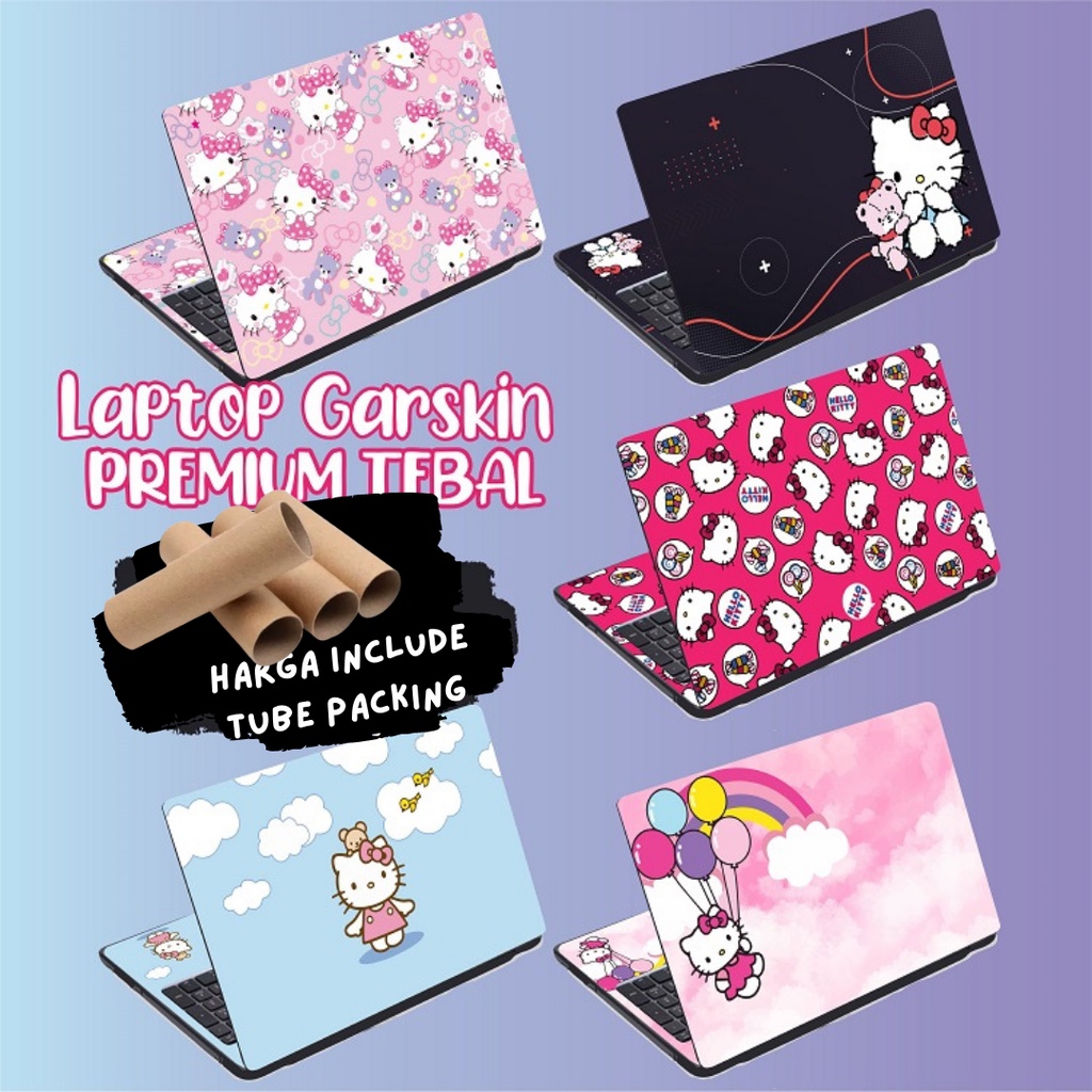 Garskin Laptop Anti Gores Hello Kitty Cute Pink Premium Full set 10 12 13 14 15 inch  Universal Untuk Semua Merk Laptop