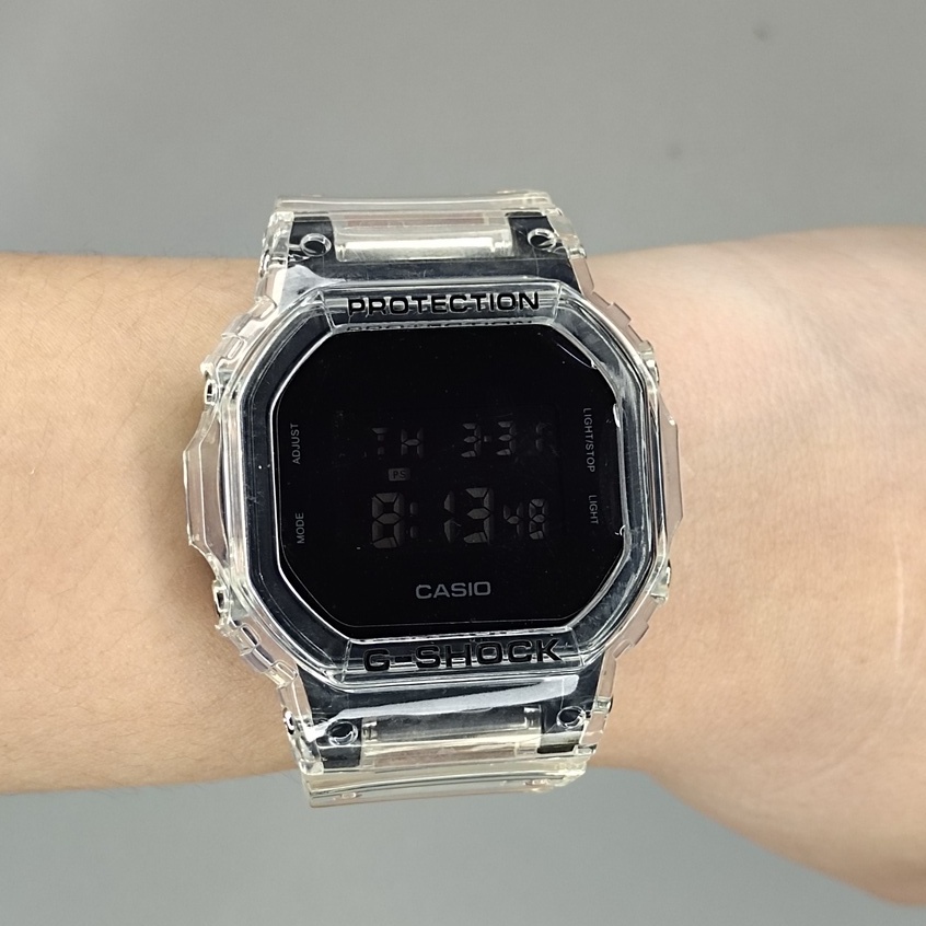 Casio Gshock DW-5600 DW-5600-SKE-7 SKELETON GREY &amp; WHITE POWER SAVE/AUTO LIGHT FUNCTION