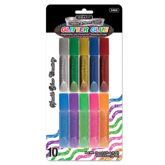 

lem cair glitter bazic 10 warna x 6 ml kode 3462 produksi 2023