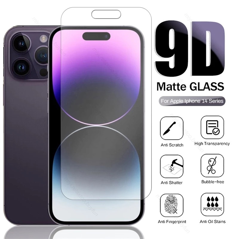 IPHONE Full Coverage Anti-Saratch Frosted Matte Tempered Glass Film, Kekerasan 9H Pelindung Layar Anti Silau &amp; Anti Sidik Jari, Kompatibel Dengan Seri Iphone14