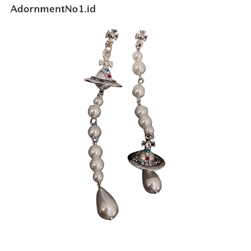 [AdornmentNo1] Mutiara Imitasi Anting Rumbai Panjang Warna-Warni Topi Cross Drop Menjuntai Earring [ID]