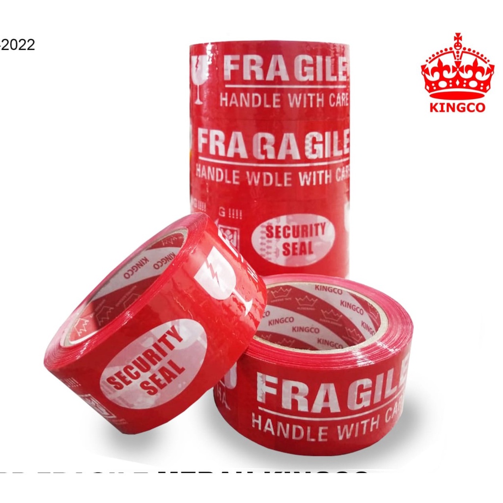 

ISOLASI FRAGILE MERAH KINGCO 48MM X 90 YARD LAKBAN FRAGILE