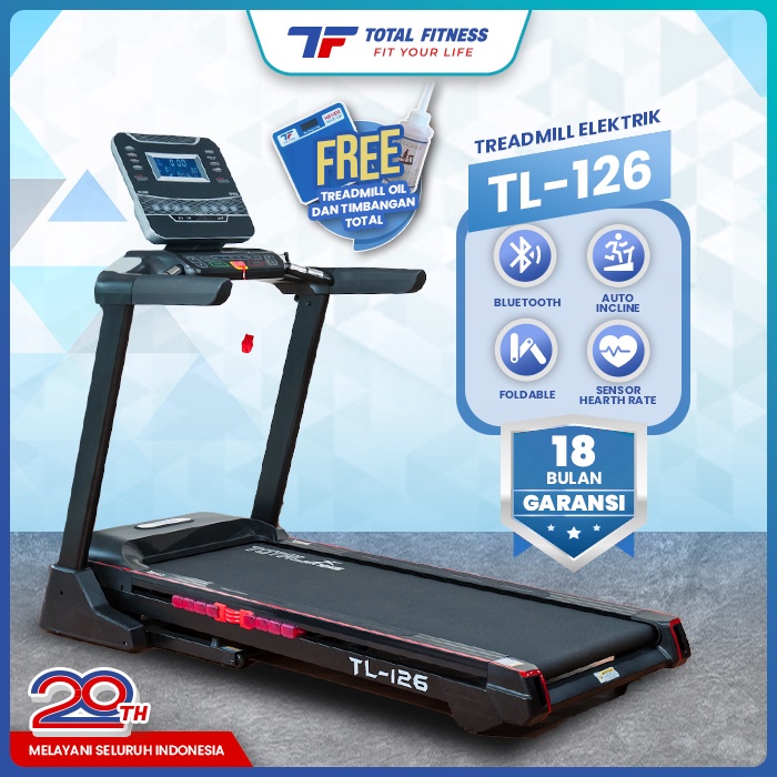 TOTAL FITNESS Treadmill Electric Elektrik Automatic Incline TL 126
